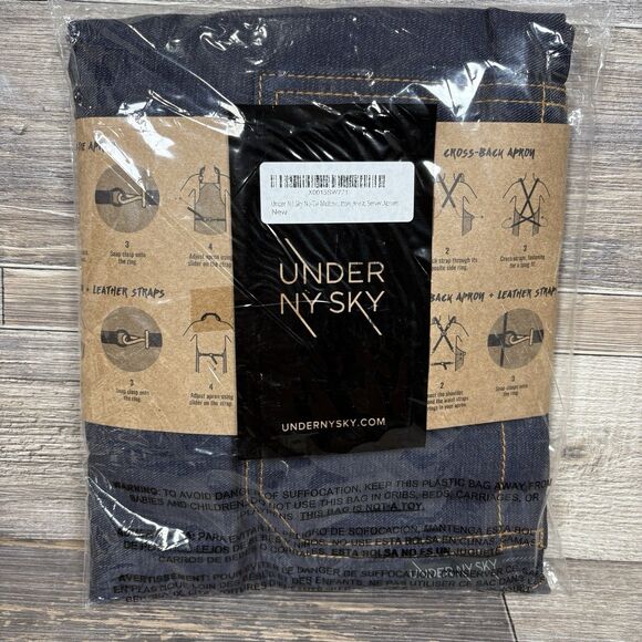 Under NY Sky No-Tie Graphite Jeans Apron - Durable Denim, Leather Reinforceme... - Picture 3 of 5